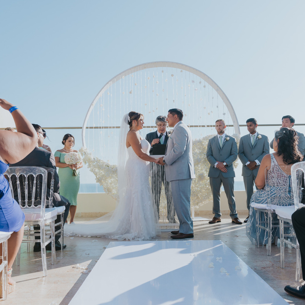 Couple on a rooftop venue before their wedding at one of the best places to elope