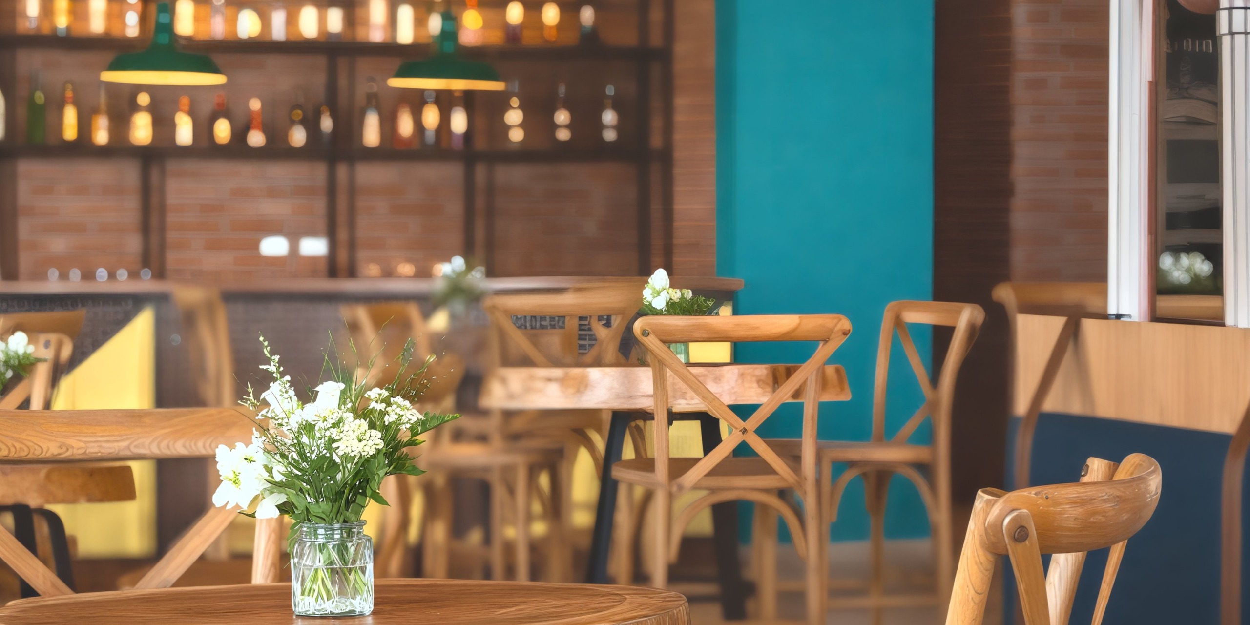 Dreams Cap Cana Resort & Spa provides an ideal setting for a destination wedding, featuring wooden chairs, tables, and a teal accent wall perfect for memorable photos.