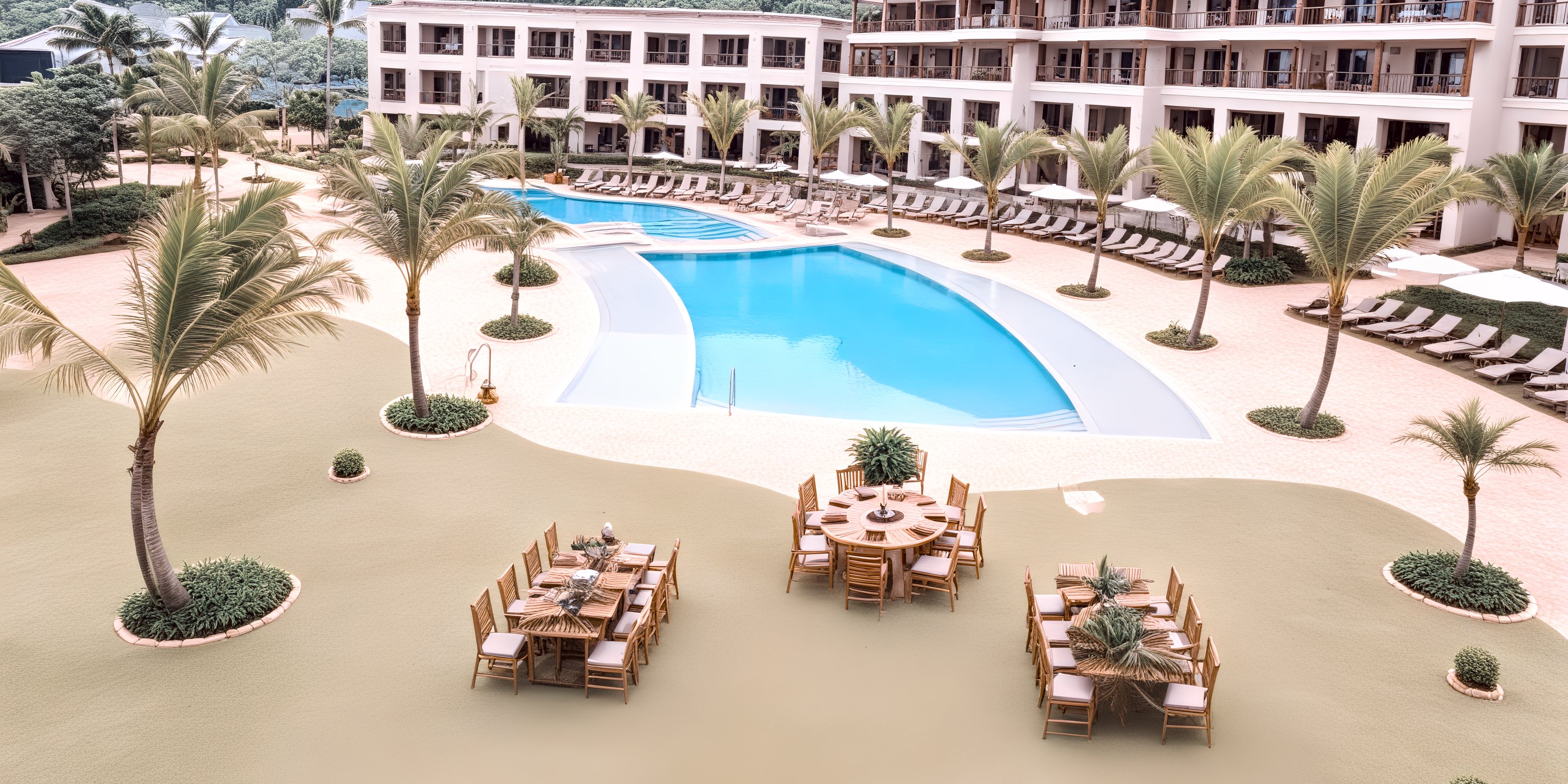 Lounge by the pool or enjoy outdoor dining for your destination wedding at Secrets Playa Esmeralda resort.