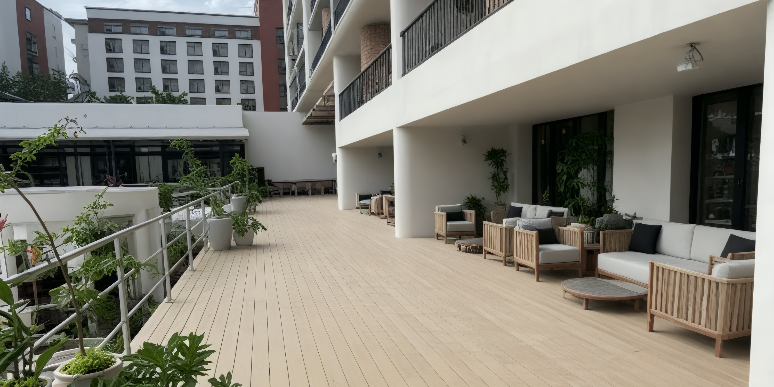 Spacious terrace at UNICO 20°105° Riviera Nayarit, ideal for a destination wedding, with modern decor.