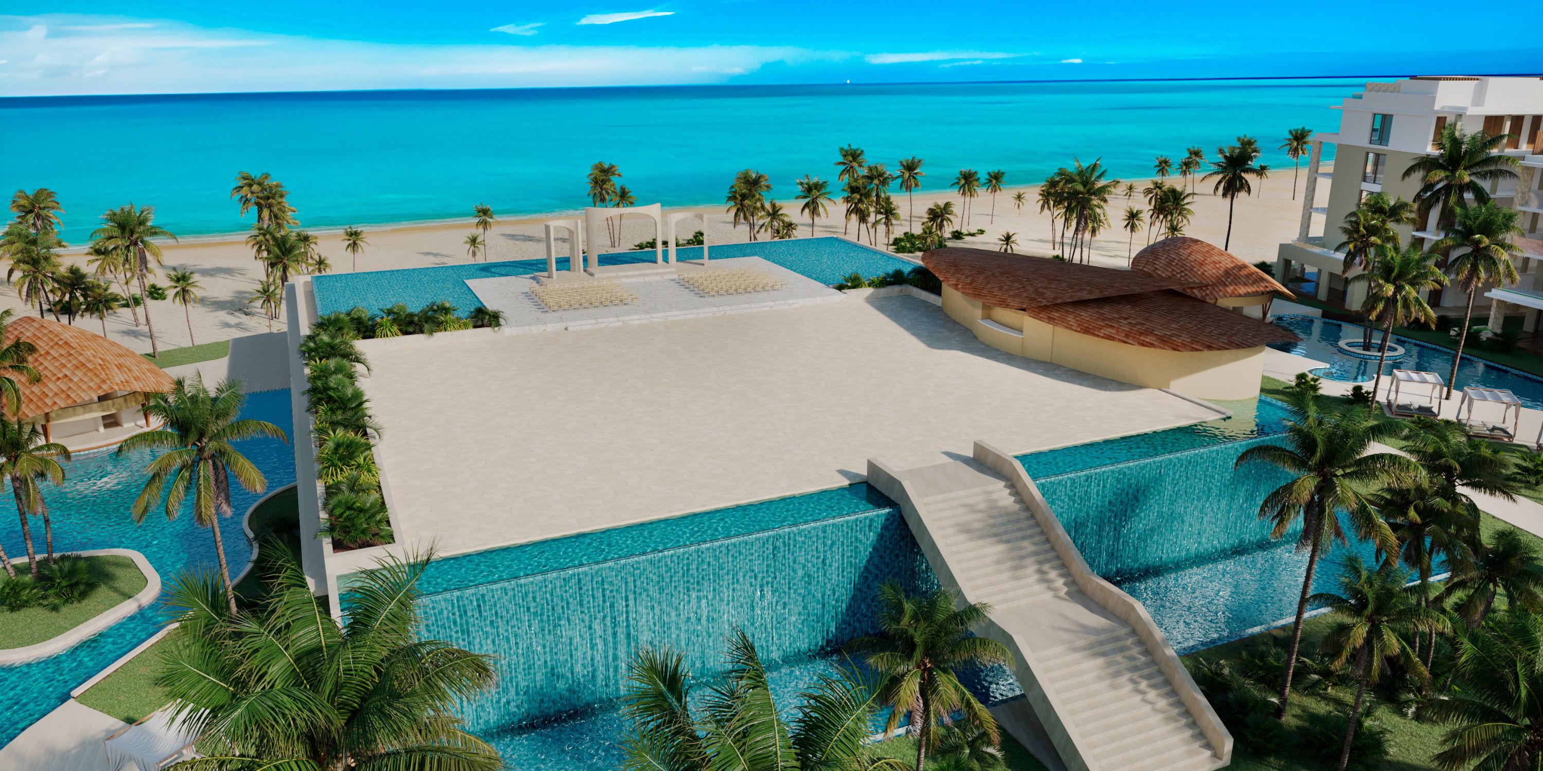 Outdoor venue with steps, ideal for a destination wedding at Majestic Mirage Costa Mujeres by the ocean.