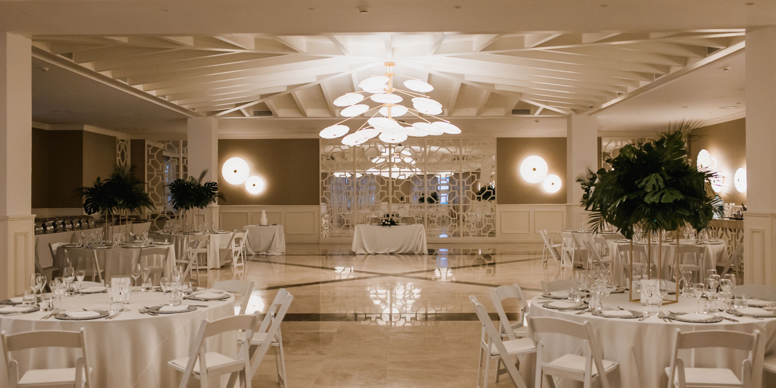 Elegant banquet hall at Majestic Mirage Costa Mujeres, ideal for a stunning destination wedding event.
