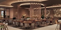 Modern restaurant interior, perfect for destination weddings and special events at Majestic Mirage Costa Mujeres.