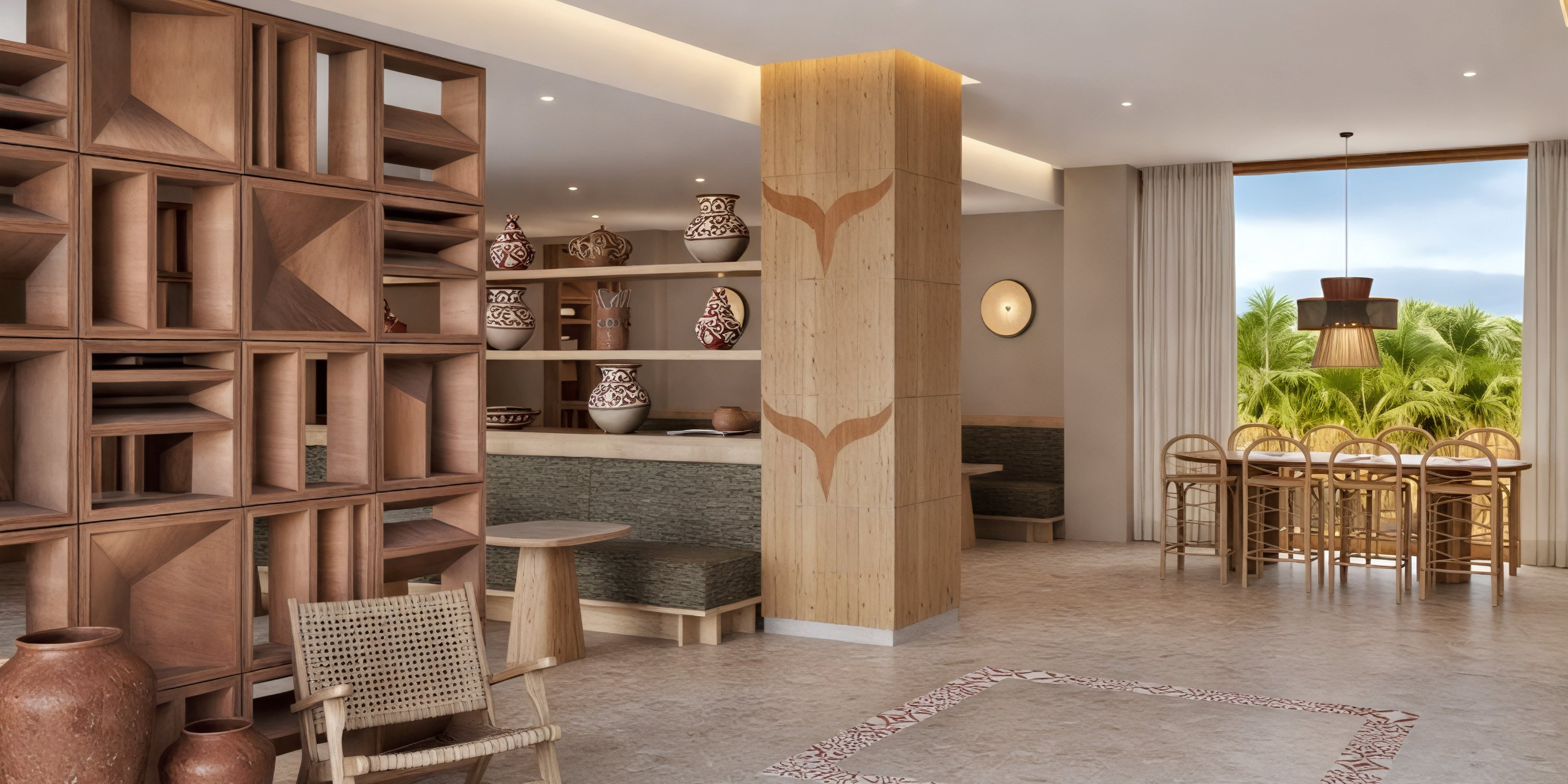 Elegant modern room featuring stylish wooden furniture, ideal for weddings or destination weddings at Majestic Mirage Costa Mujeres.