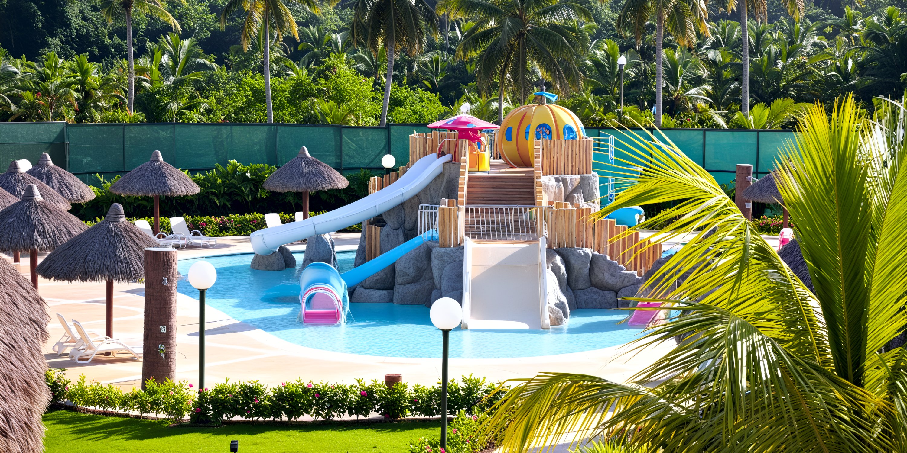 Bahia Principe Grand El Portillo: Kids’ water area—slides, shallow pool, and a tropical wedding vibe.