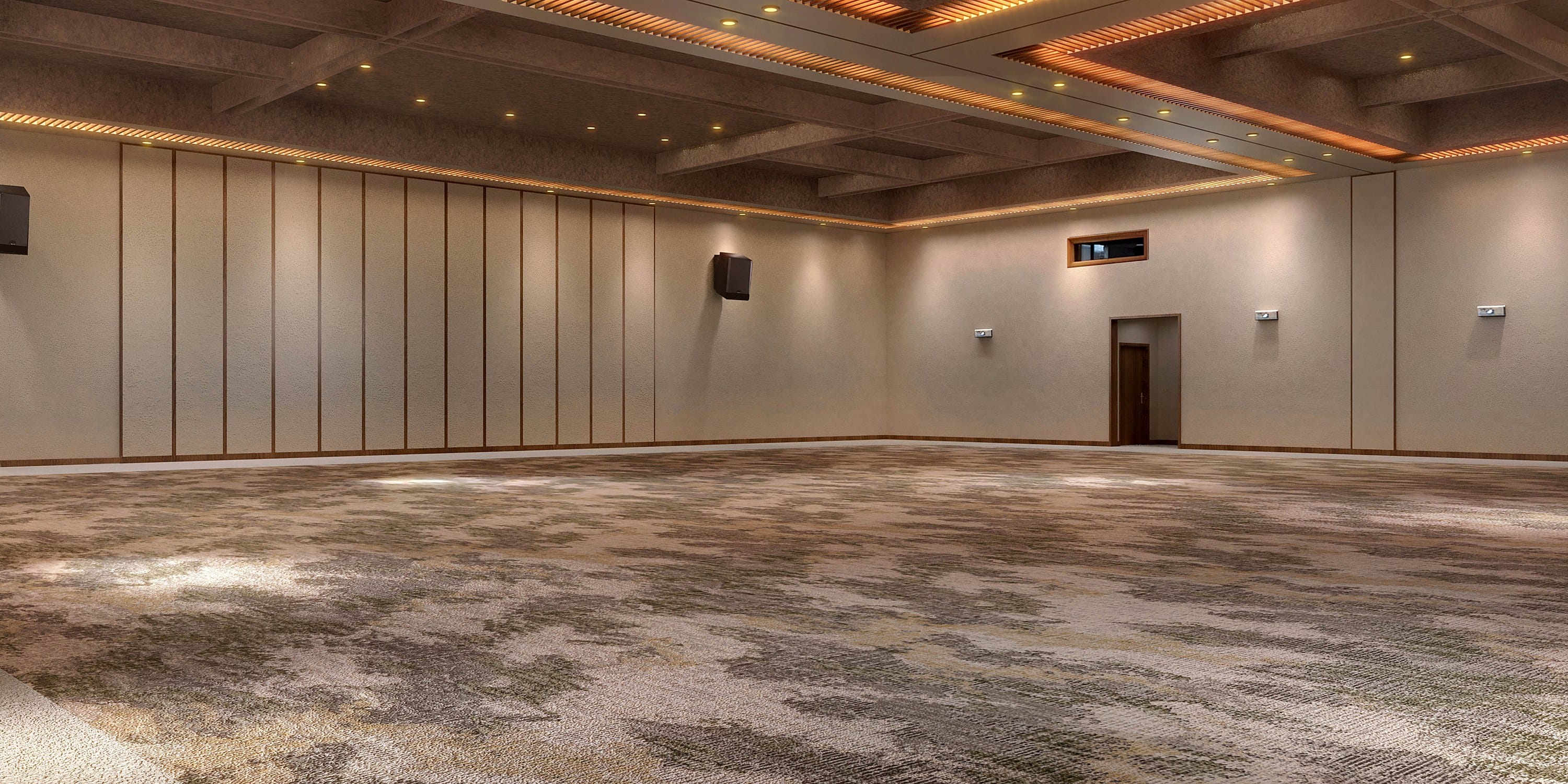 Spacious, empty hotel ballroom at JW Marriott Costa Elena, ideal for a destination wedding.