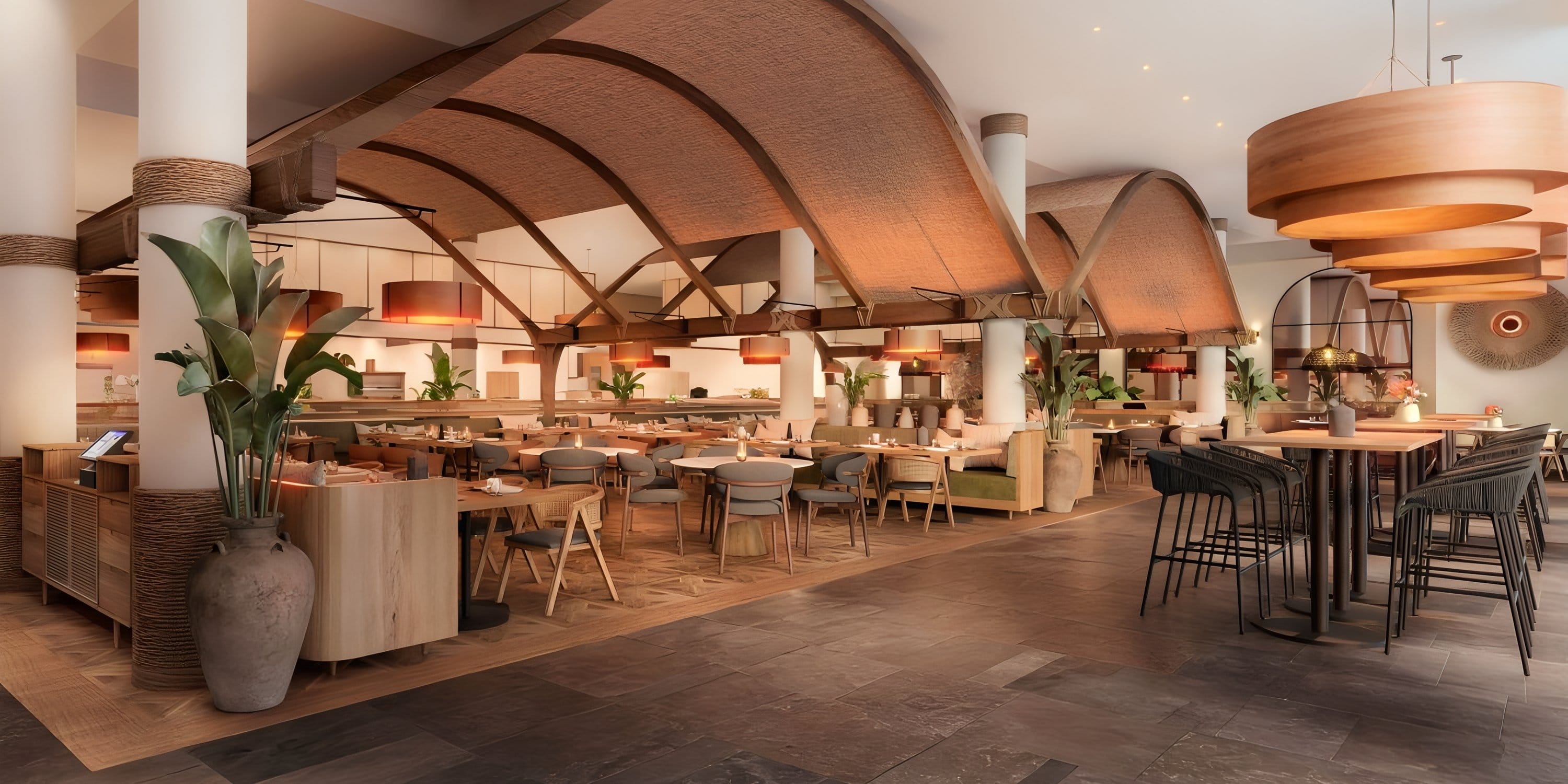 Dreams Las Mareas offers arched wood ceilings and ambient lighting, perfect for a wedding venue.