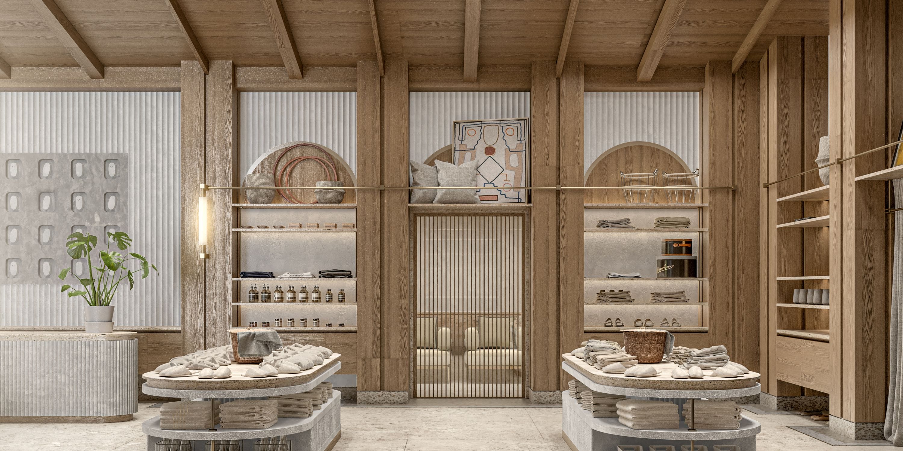 UNICO 18&deg;77&deg; Montego Bay: Minimalist boutique ideal for a destination wedding, warm neutrals.