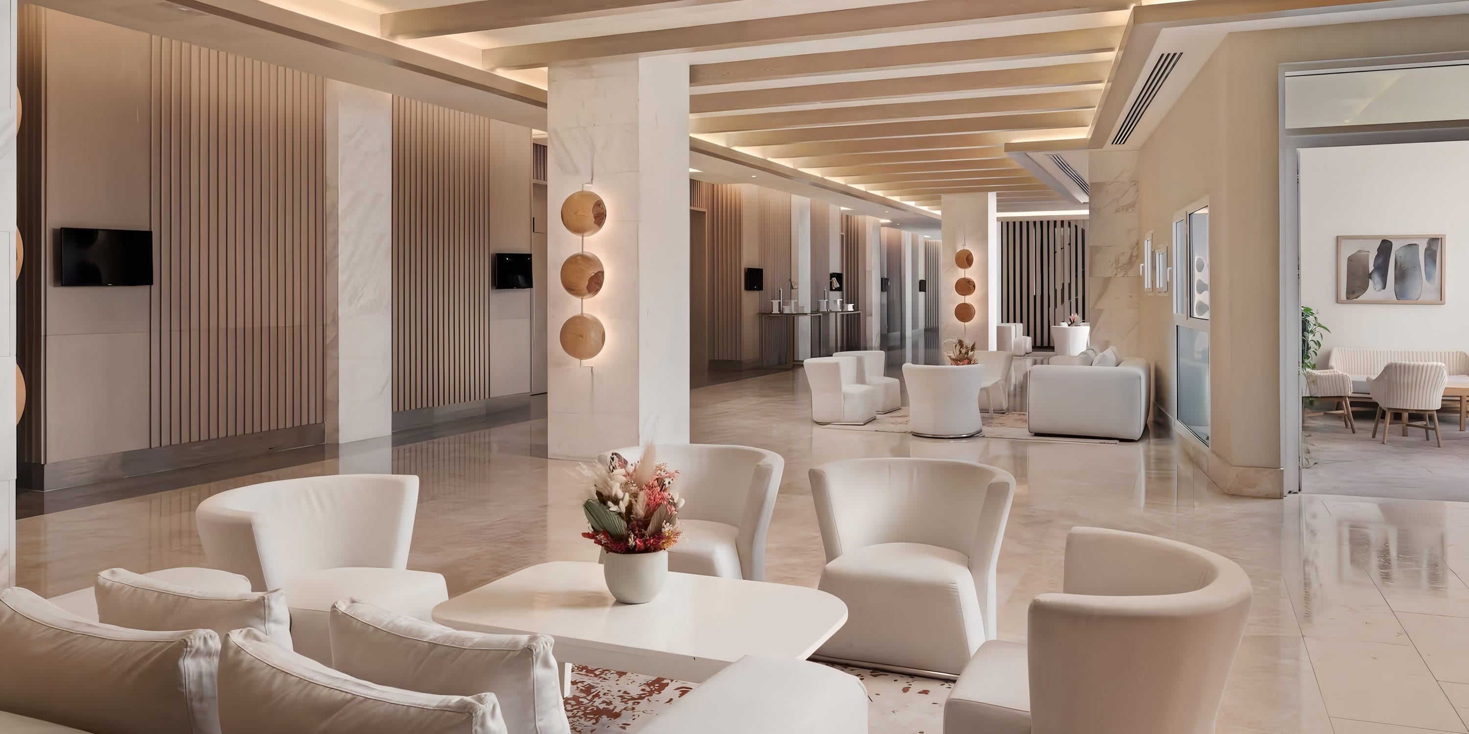 Elegant modern lobby at Breathless Cancún Soul Resort—perfect for a stunning destination wedding.