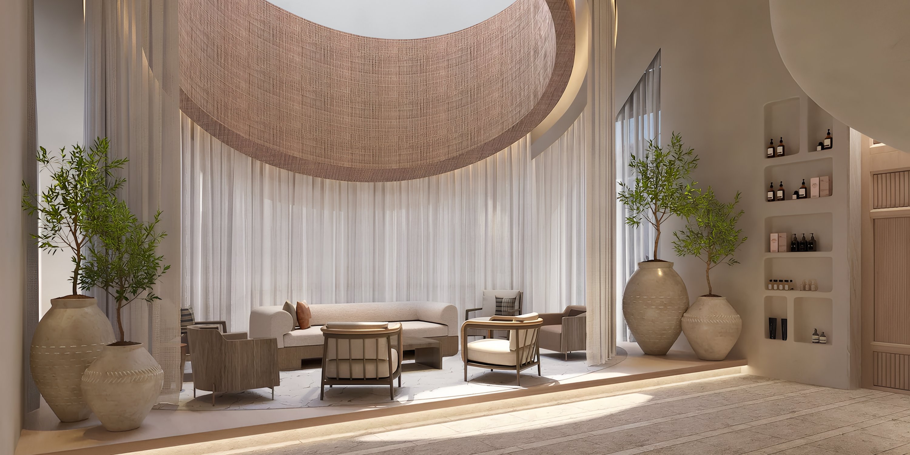 Grand Hyatt Los Cabos: Modern lounge, neutral décor—perfect for a destination wedding setting.