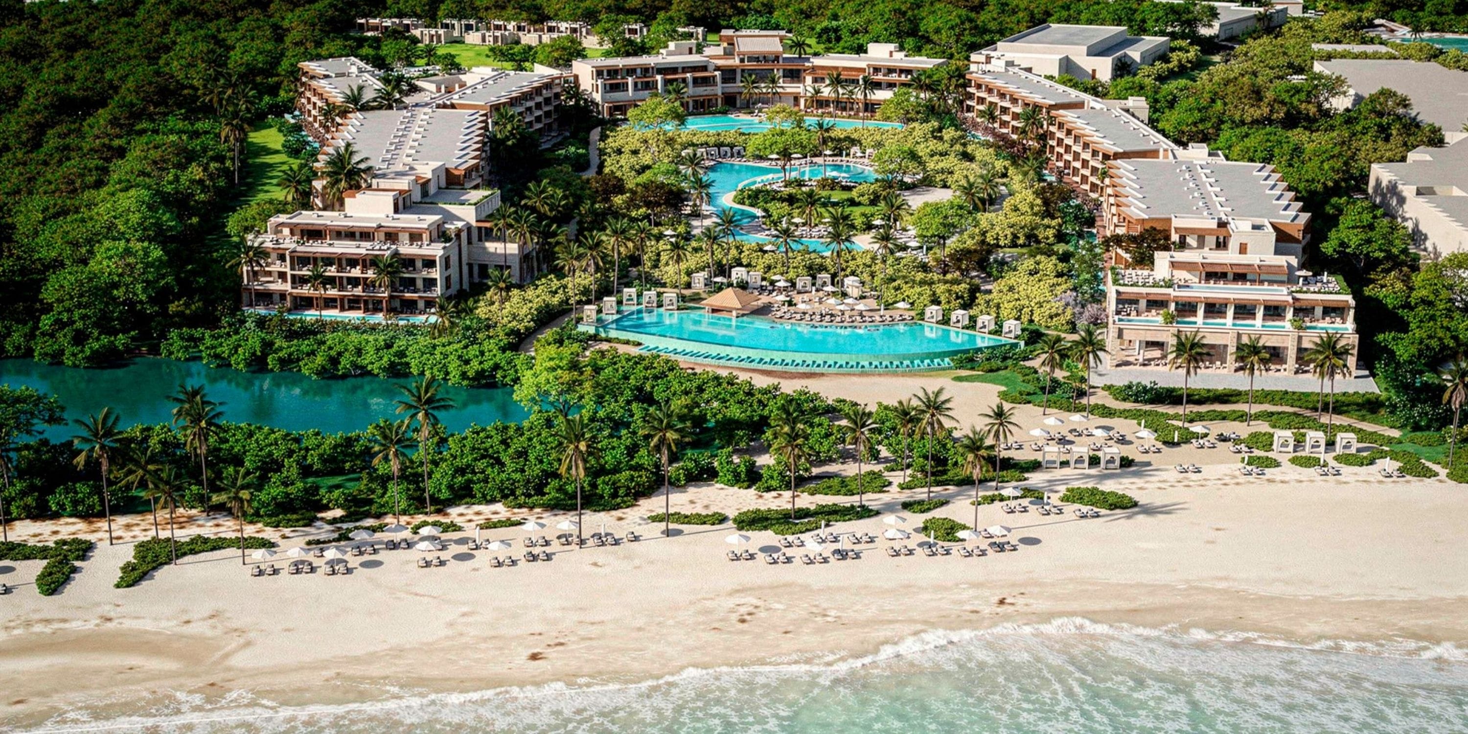 Aerial view of Dreams Macao Beach resort, pools, greenery&mdash;perfect for a destination wedding.
